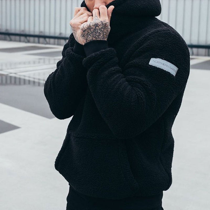 Comfortable men's relaxed fit pullover hoodie with hood & front pocket. Great for cozy, casual style and layering.