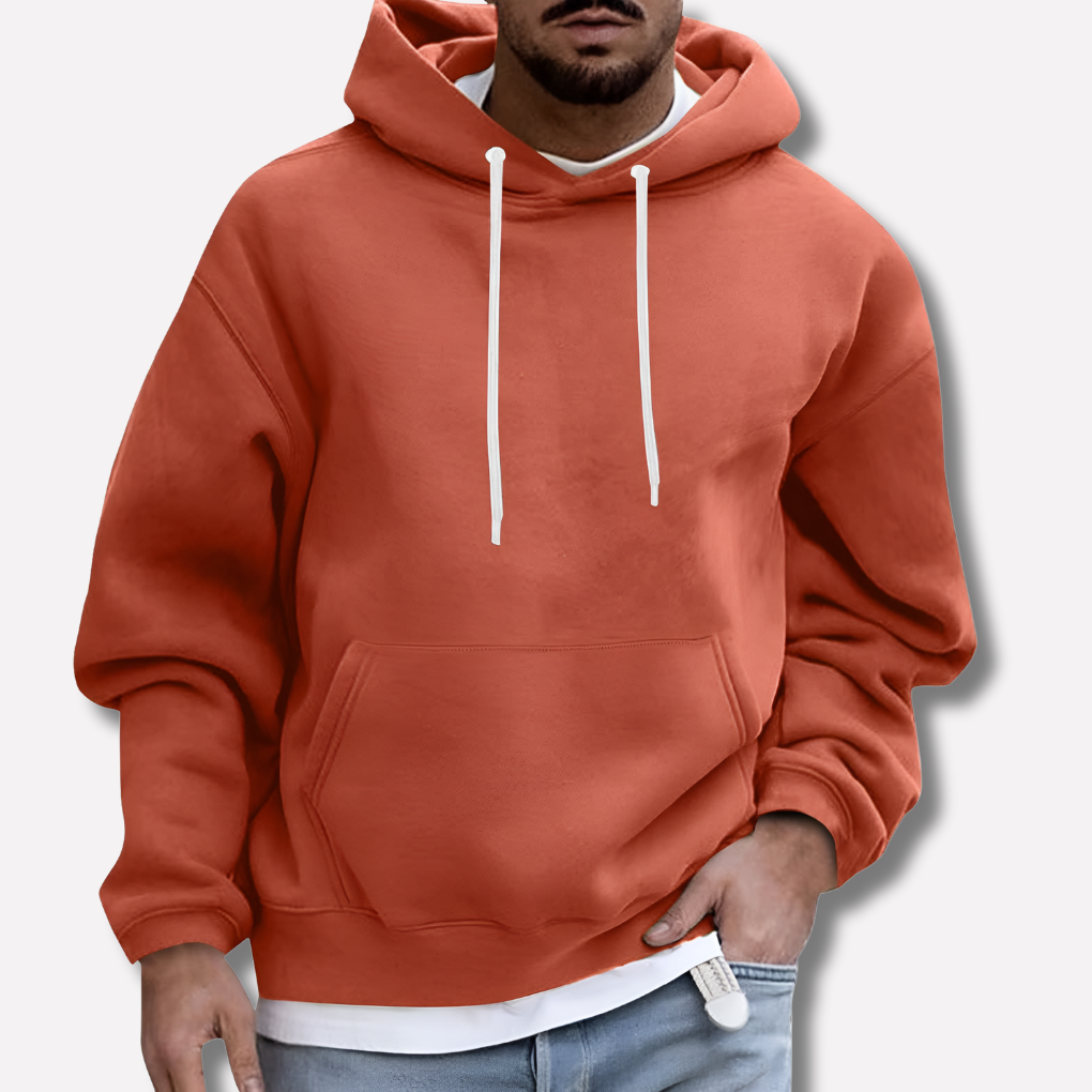 Everyday men's relaxed fit pullover hoodie featuring practical pockets. Great for casual, active, or loungewear.