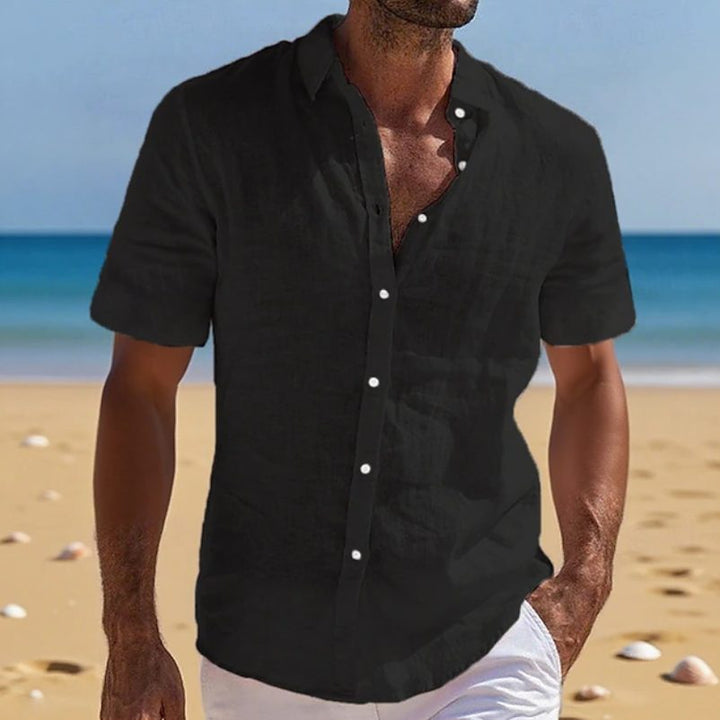 Comfortable men's relaxed fit short sleeve top, ideal for summer beachwear & casual outings.