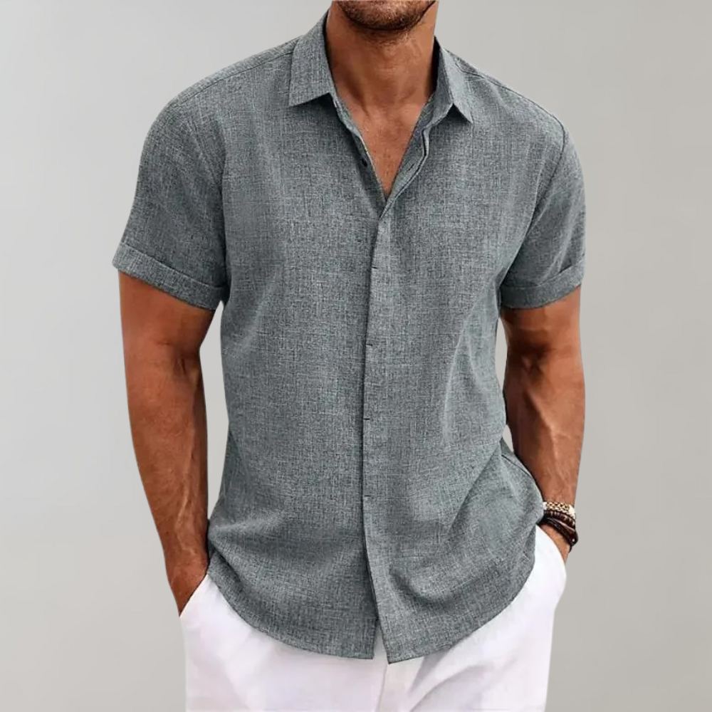 Versatile men's short sleeve button-up casual shirt. Great for summer fashion & everyday wear.