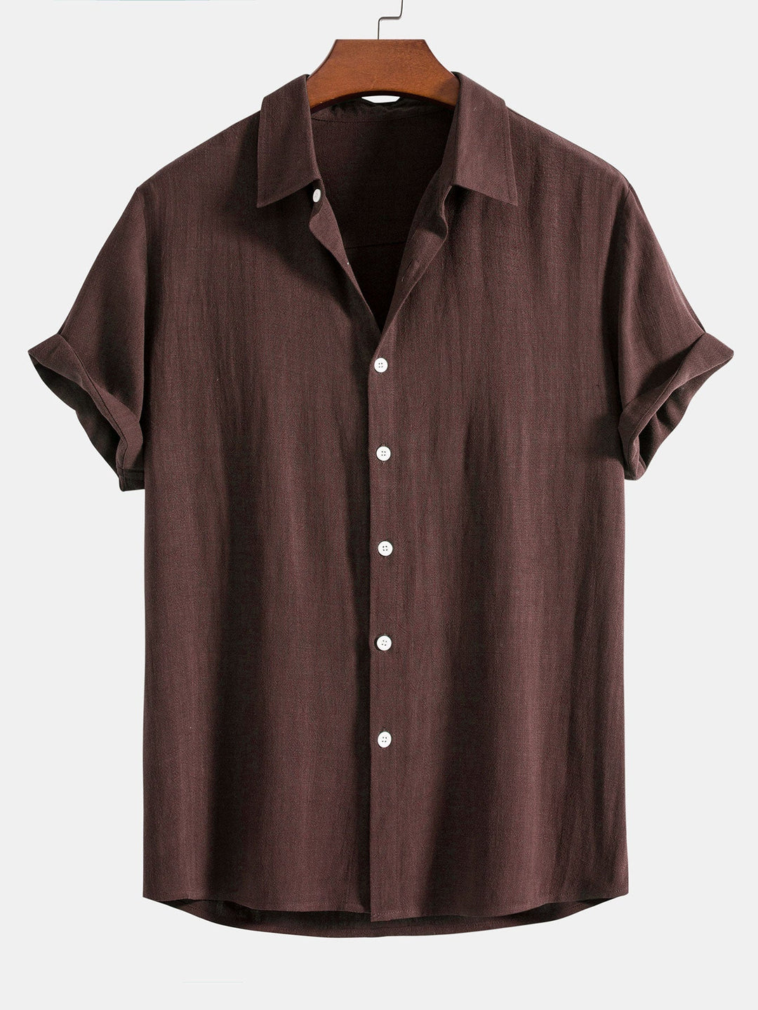 Men's lightweight short sleeve button-up shirt with a relaxed fit, ideal for summer, beachwear, and vacations.
