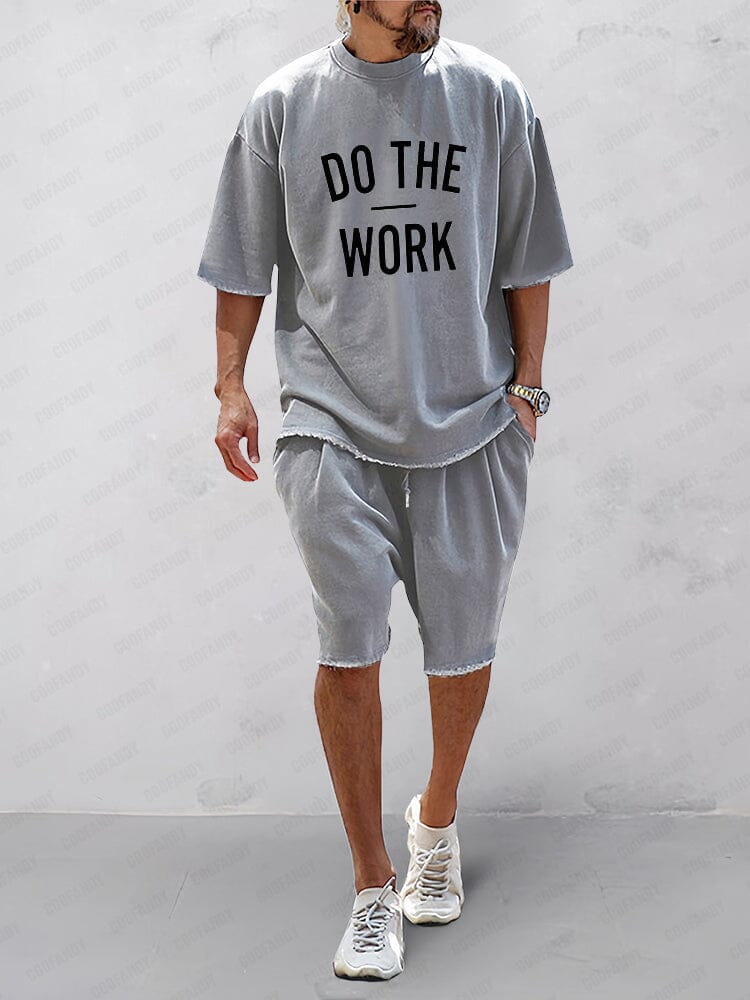 Breathable men's spring/summer relaxed fit sports set, solid color, perfect for warm days.