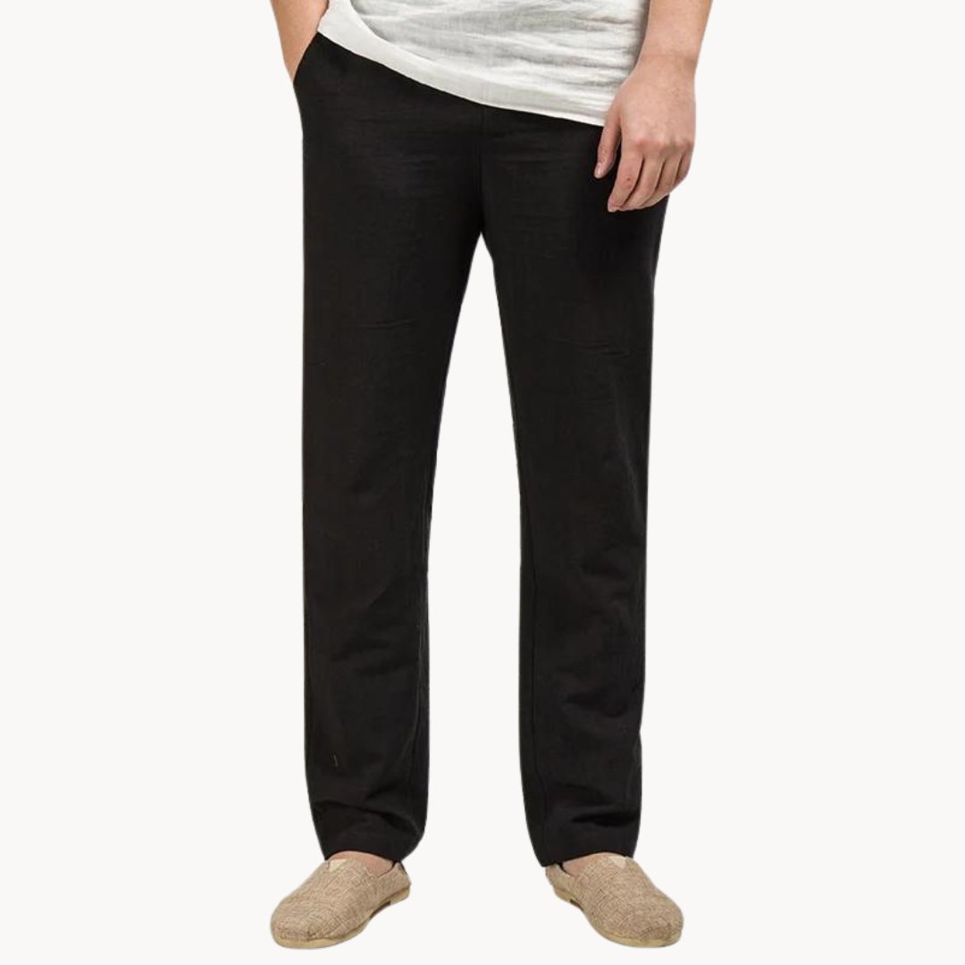 Men's straight leg casual pants, relaxed fit & elastic waist. Perfect for versatile everyday wear.