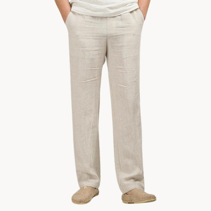 Everyday men's relaxed fit straight leg pants. Comfortable & versatile with an elastic waist.
