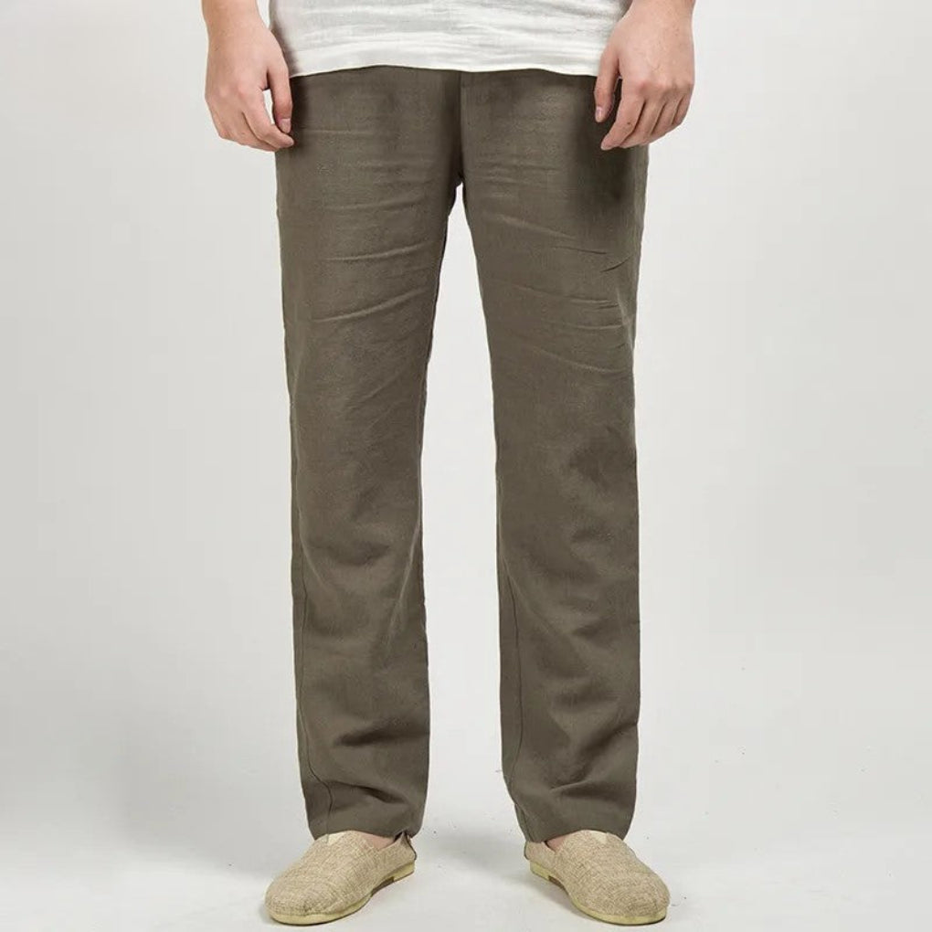 Stylish men's straight leg linen trousers, featuring a relaxed fit for ultimate comfort and breezy summer days.
