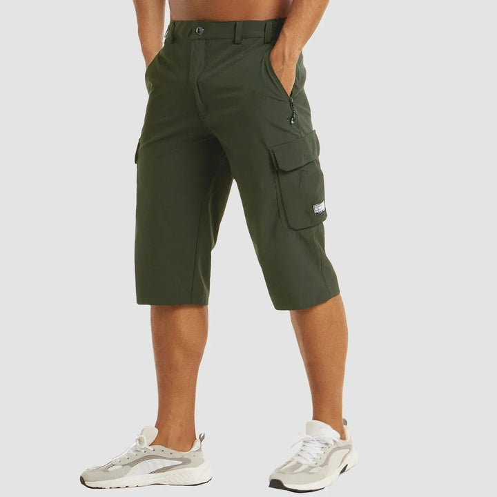 Modern men's relaxed fit stretch bermuda shorts. Casual cargo style for everyday comfort & summer wear.