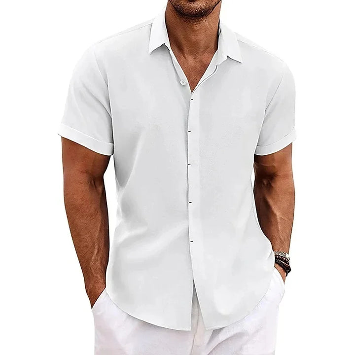 Relaxed fit men's summer shirt with buttons. Perfect lightweight & breathable top for warm weather fashion.