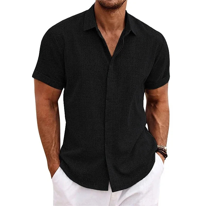 Lightweight men's summer button-down, breathable & soft. Great for casual wear, beach, and warm days.