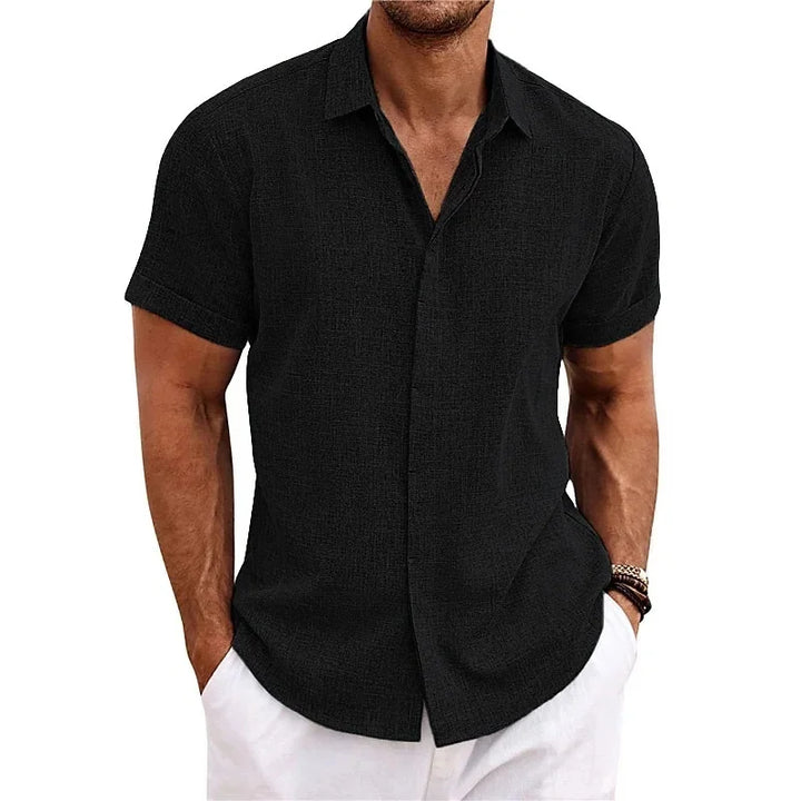Lightweight men's summer button-down, breathable & soft. Great for casual wear, beach, and warm days.