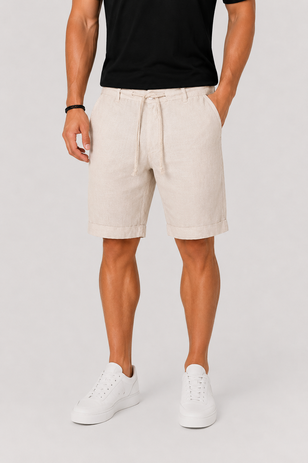 Men's relaxed fit summer shorts with drawcord waist & pockets, perfect for casual everyday warm weather wear.