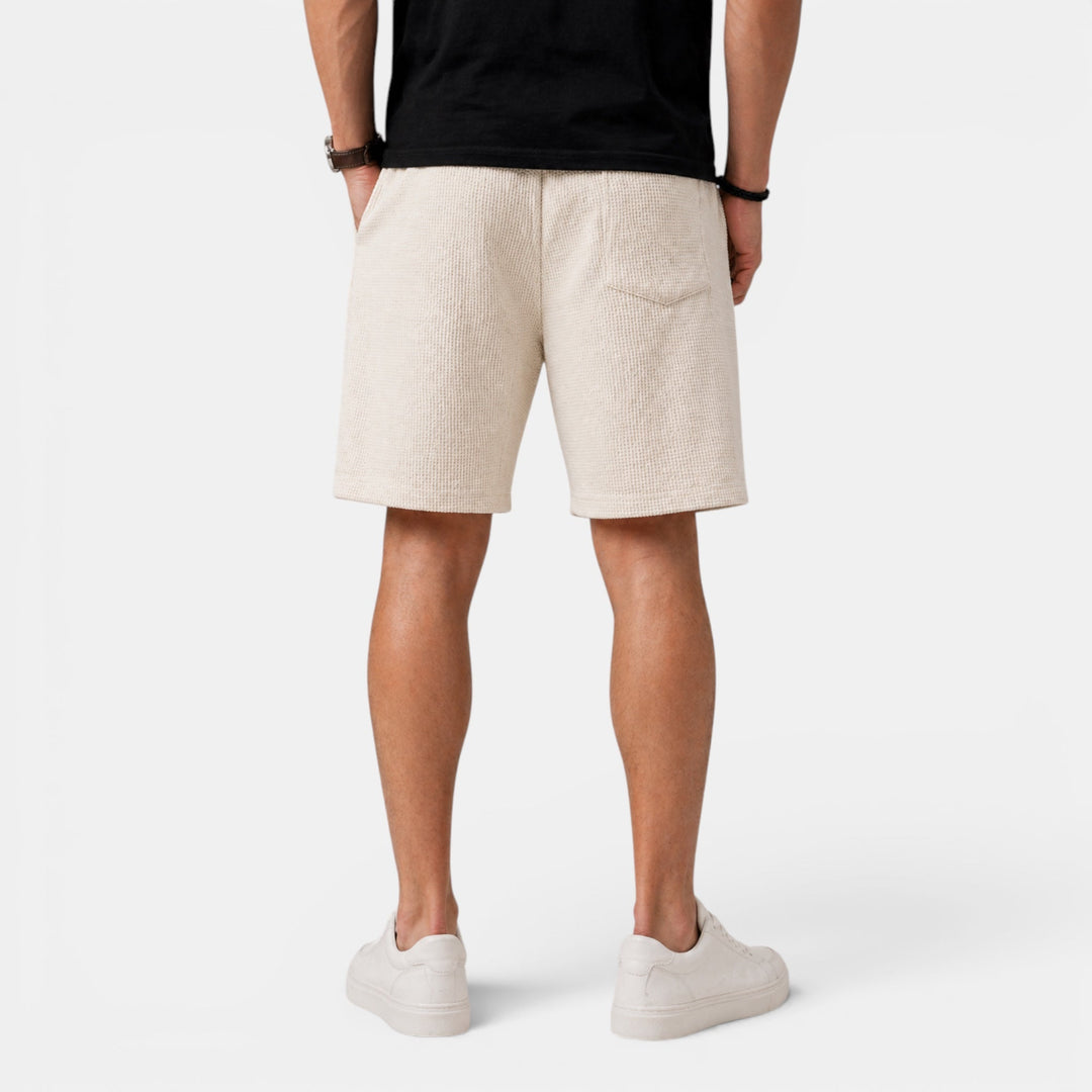Comfortable men's relaxed fit summer shorts with elastic waist and pockets. Great for relaxation & warm days.