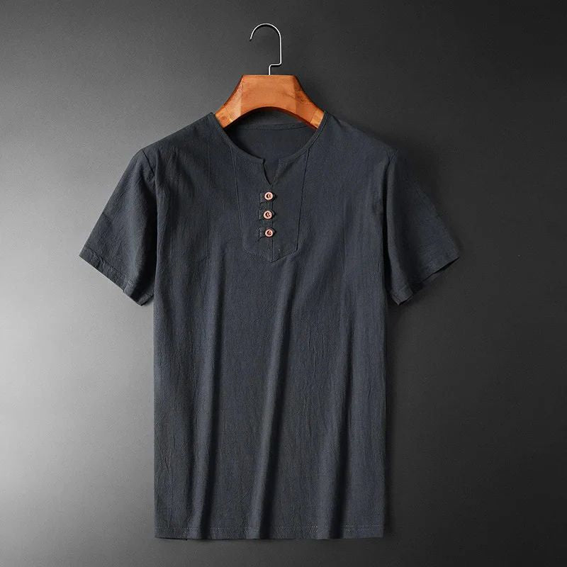 Stylish men's relaxed fit v-neck t-shirt. Perfect short sleeve top for beach outfits & summer casual wear.