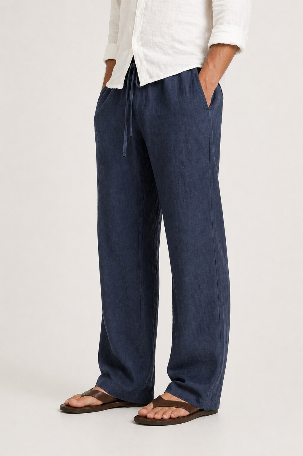 Men's relaxed fit summer trousers, drawcord waist for comfort & casual style. Lightweight & versatile.
