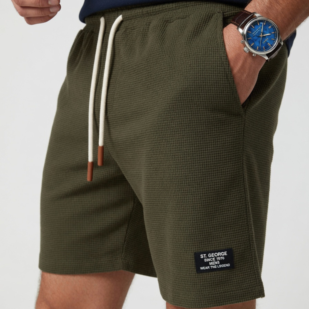 Men's drawstring shorts featuring a textured waffle knit and relaxed fit for ultimate summer comfort.