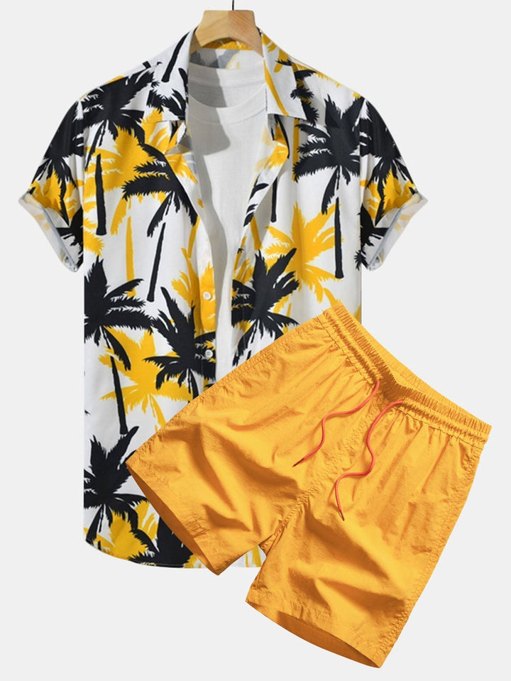 Lightweight men's tropical print shorts set with a relaxed fit. Perfect casual summer outfit or beachwear.