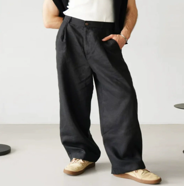 Men's relaxed fit trousers in a comfortable, full-length design for effortless casual wear and ultimate style.