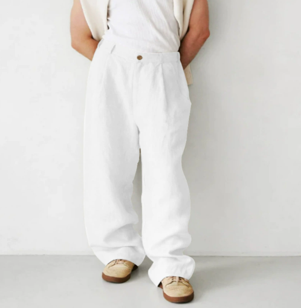 Black men's relaxed fit trousers, perfect for comfortable, stylish casual wear or a relaxed fashion look.