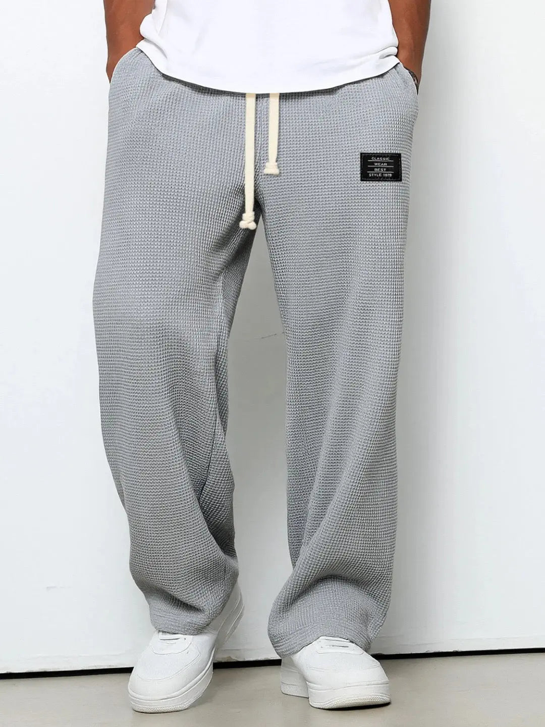 Men's casual pants: wide leg, relaxed fit, ultimate comfort, dark blue.