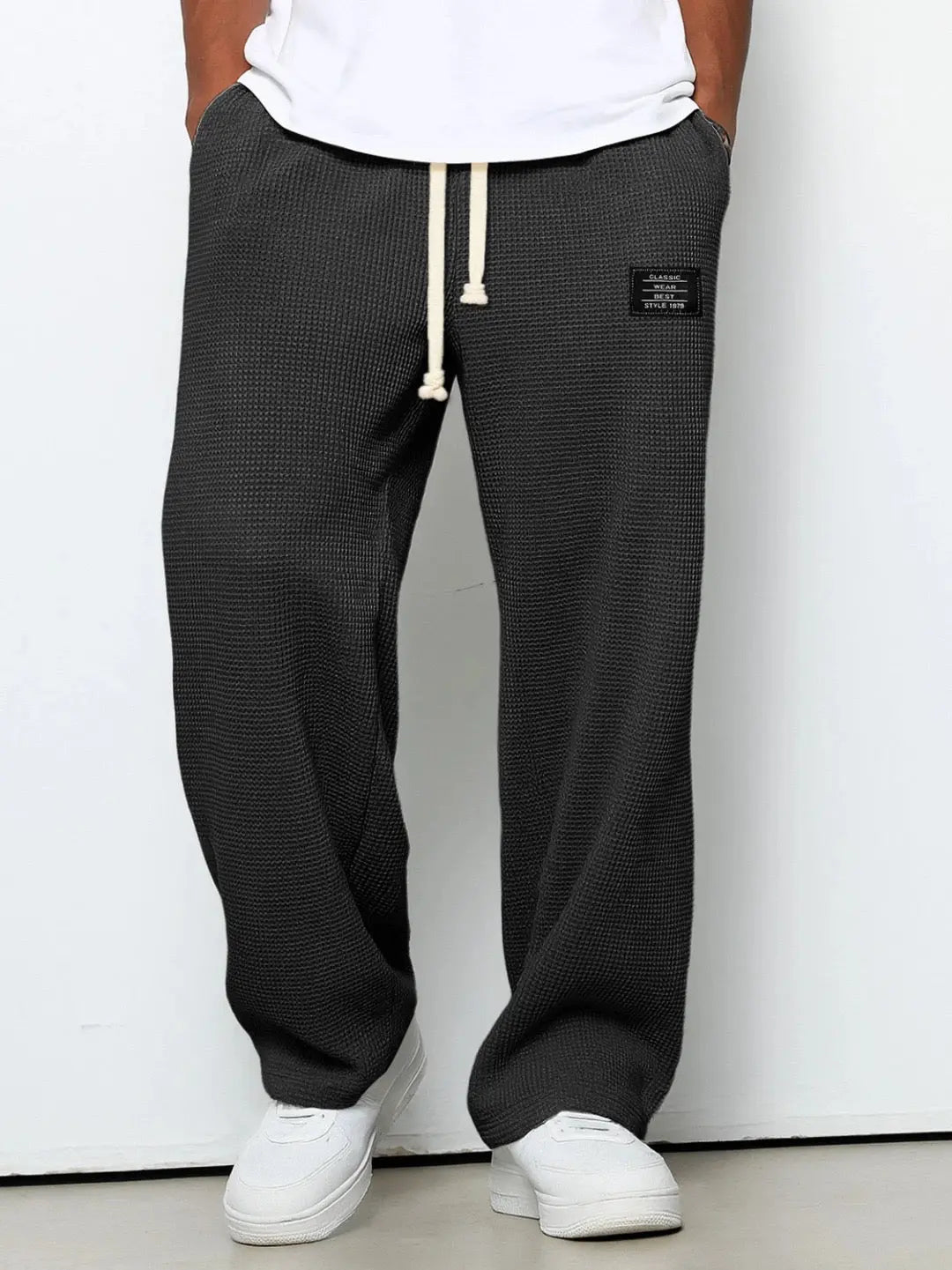 Men's fashion relaxed fit wide leg pants, comfortable for all-day wear.