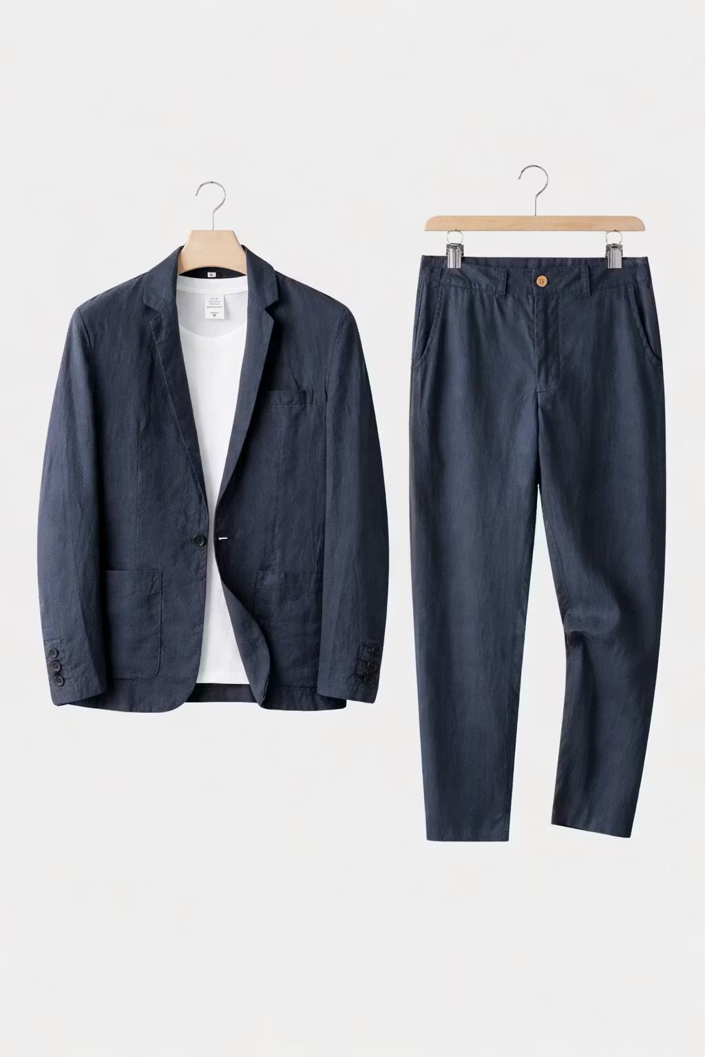 Men's relaxed fit blazer & trousers, a comfortable two-piece suit for spring/summer smart casual events.