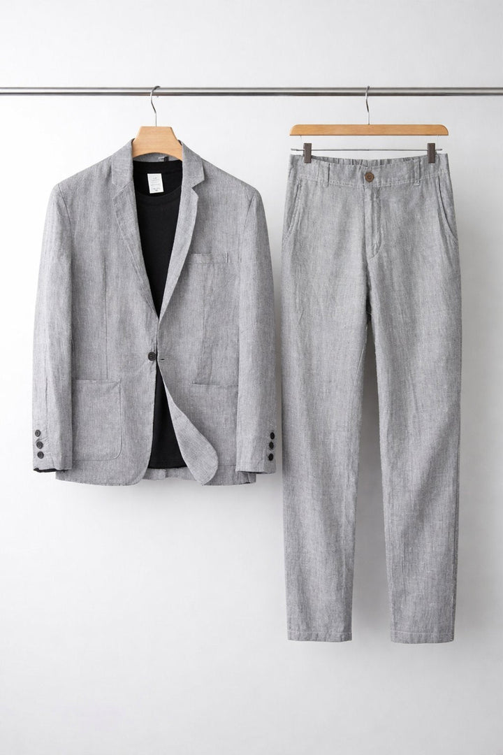 Modern men's relaxed fit two-piece suit, combining comfort with smart casual elegance for contemporary event wear.