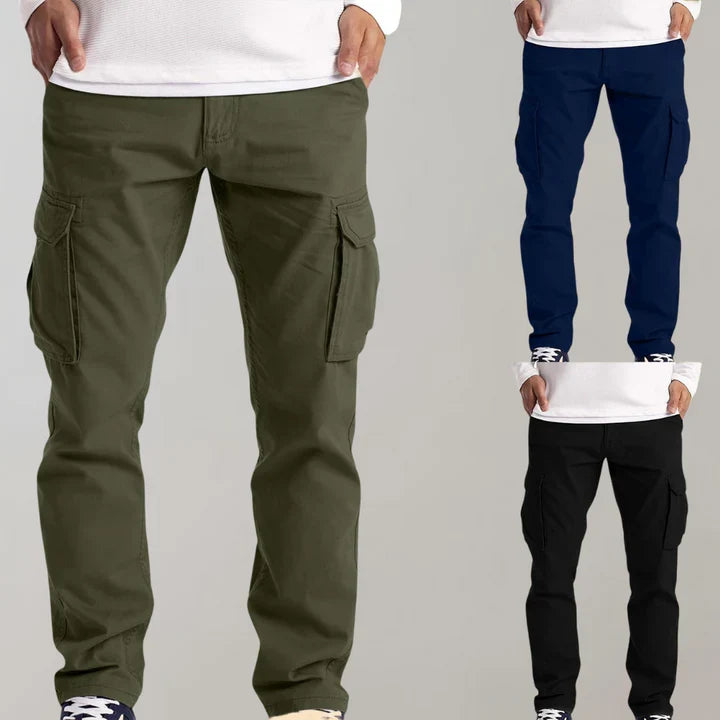 Multi-pocket men's utility cargo pants, durable and comfortable for work & outdoor adventures.