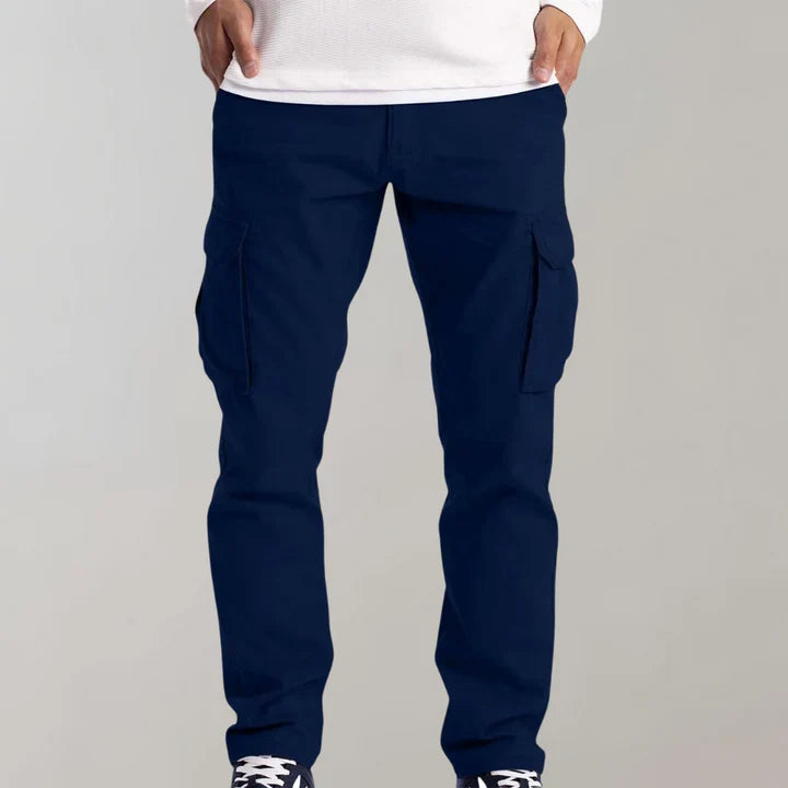 Versatile men's cargo pants, comfortable & durable, ideal for casual wear or outdoor utility.