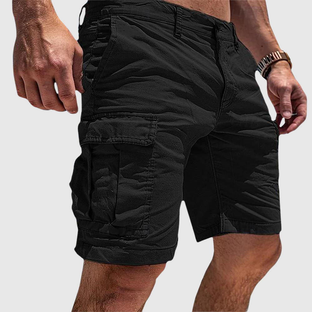 Durable men's utility cargo shorts featuring multi-pockets for essential storage, ideal for outdoor adventures.