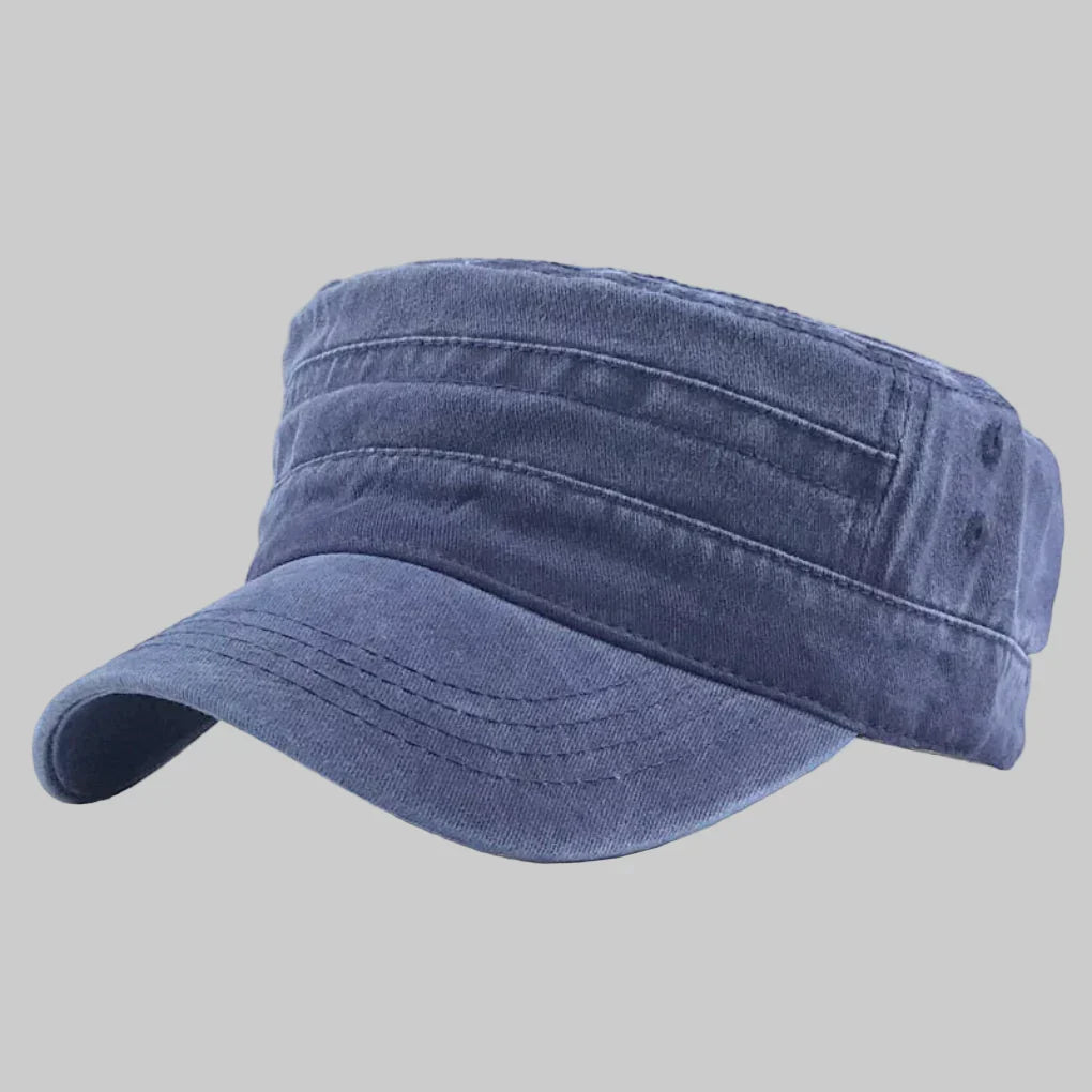 Dark green men's military cap. Durable retro army style beanie for men, offering a classic and comfortable fit.