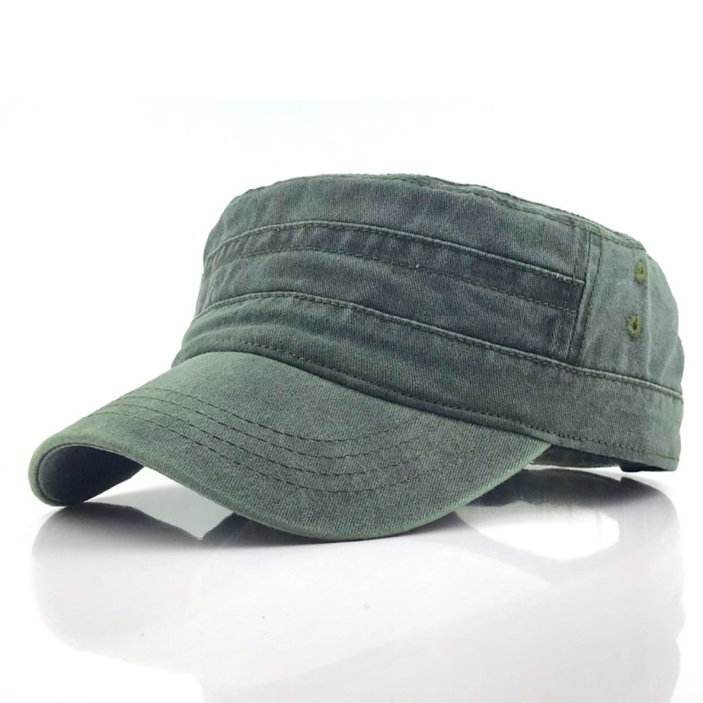 Men's retro army hat with vintage military style, perfect for outdoor wear & sun protection. Unisex design.