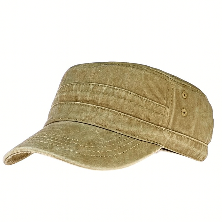 Men's vintage military style army hat, retro design cap for sun protection. Great unisex outdoor summer fashion accessory.