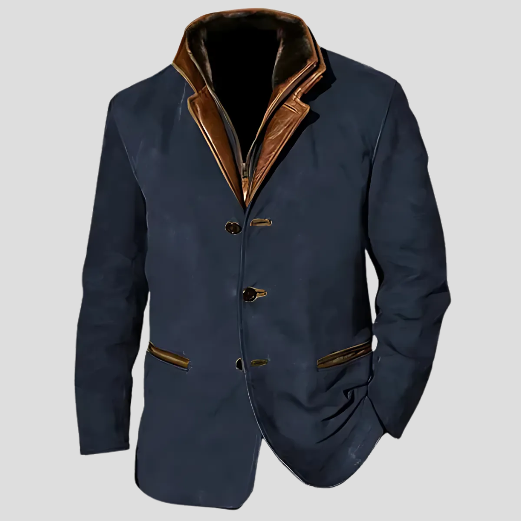 Men's retro contrast collar jacket in a classic vintage style, perfect for smart casual autumn or spring layering.