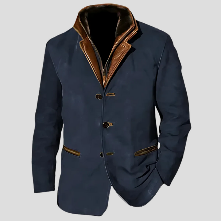 Men's retro contrast collar jacket in a classic vintage style, perfect for smart casual autumn or spring layering.