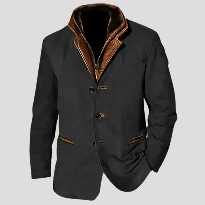 Stylish men's lightweight retro jacket with a distinctive contrast collar, ideal outerwear for spring & autumn fashion.