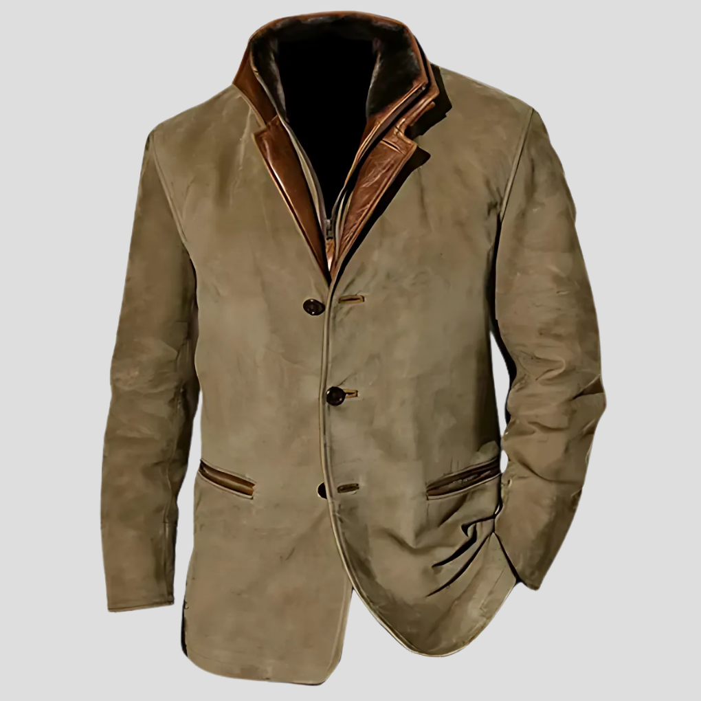 Vintage style men's retro jacket featuring a smart contrast collar, a versatile and stylish choice for classic casual looks.