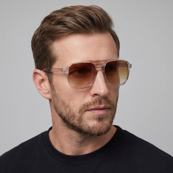 Versatile men's square frame sunglasses, retro-modern outdoor eyewear, perfect for daily fashion.