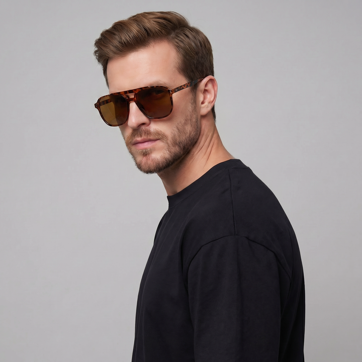 Protect your eyes with men's square frame retro-modern sunglasses, ideal for outdoor activities & style.