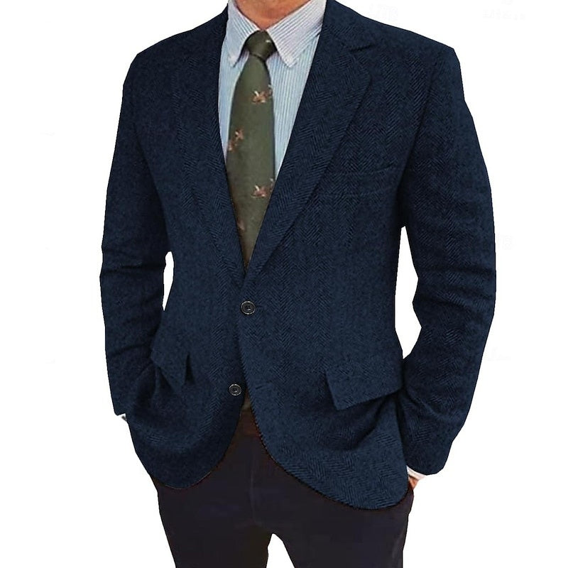 Men's retro single-breasted outerwear, a smart two-button tailored jacket for all seasons.