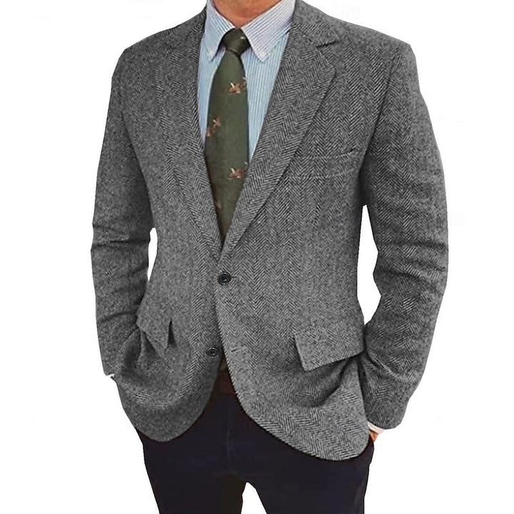 Elegant men's retro smart jacket, single-breasted with two buttons, perfect for a refined look.