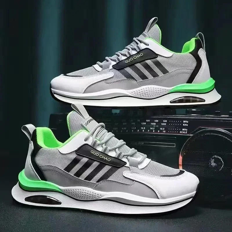 Men's retro sporty sneakers in vintage style. Cushioned comfort for casual wear and men's fashion.