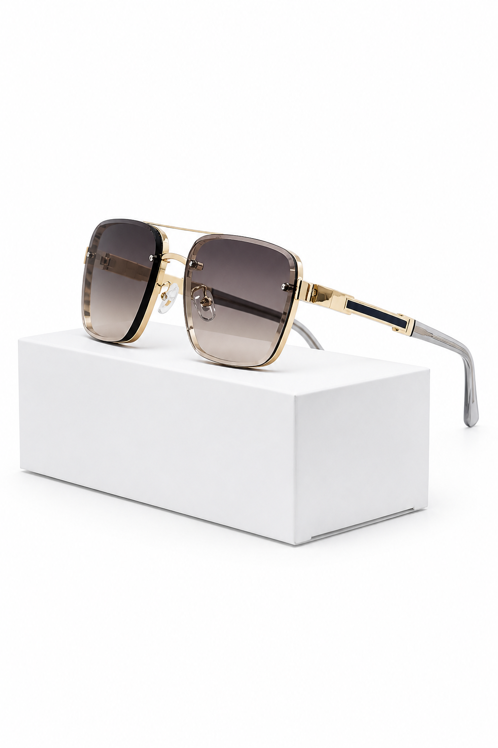 Men's stylish retro square sunglasses, perfect fashion accessory with titanium frame and gradient lenses.
