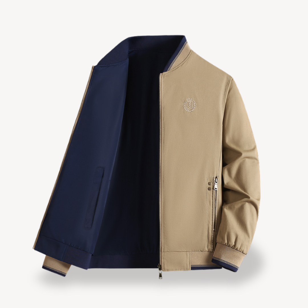 Men's reversible bomber jacket, lightweight & slim fit, perfect for versatile casual wear.