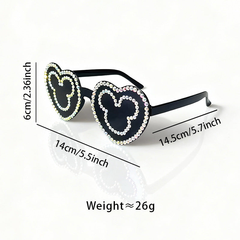 Trendy men's heart-shaped rhinestone sunglasses for festivals, parties & fashion. UV protection.