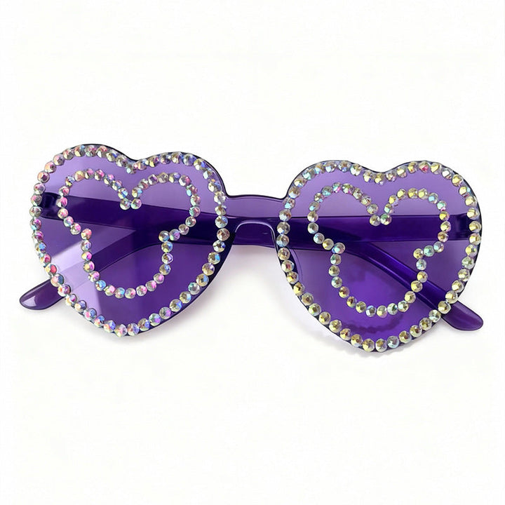 Men's UV protection eyewear: unique rhinestone heart-shaped sunglasses for a stylish, trendy appeal.