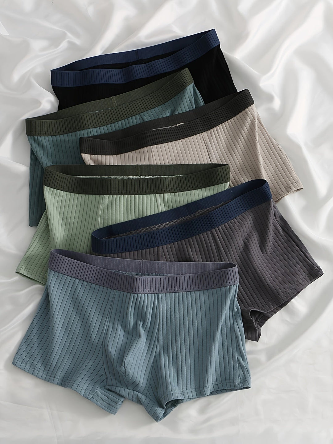 Men's ribbed boxer briefs 6-pack in various colors for everyday comfort and support.