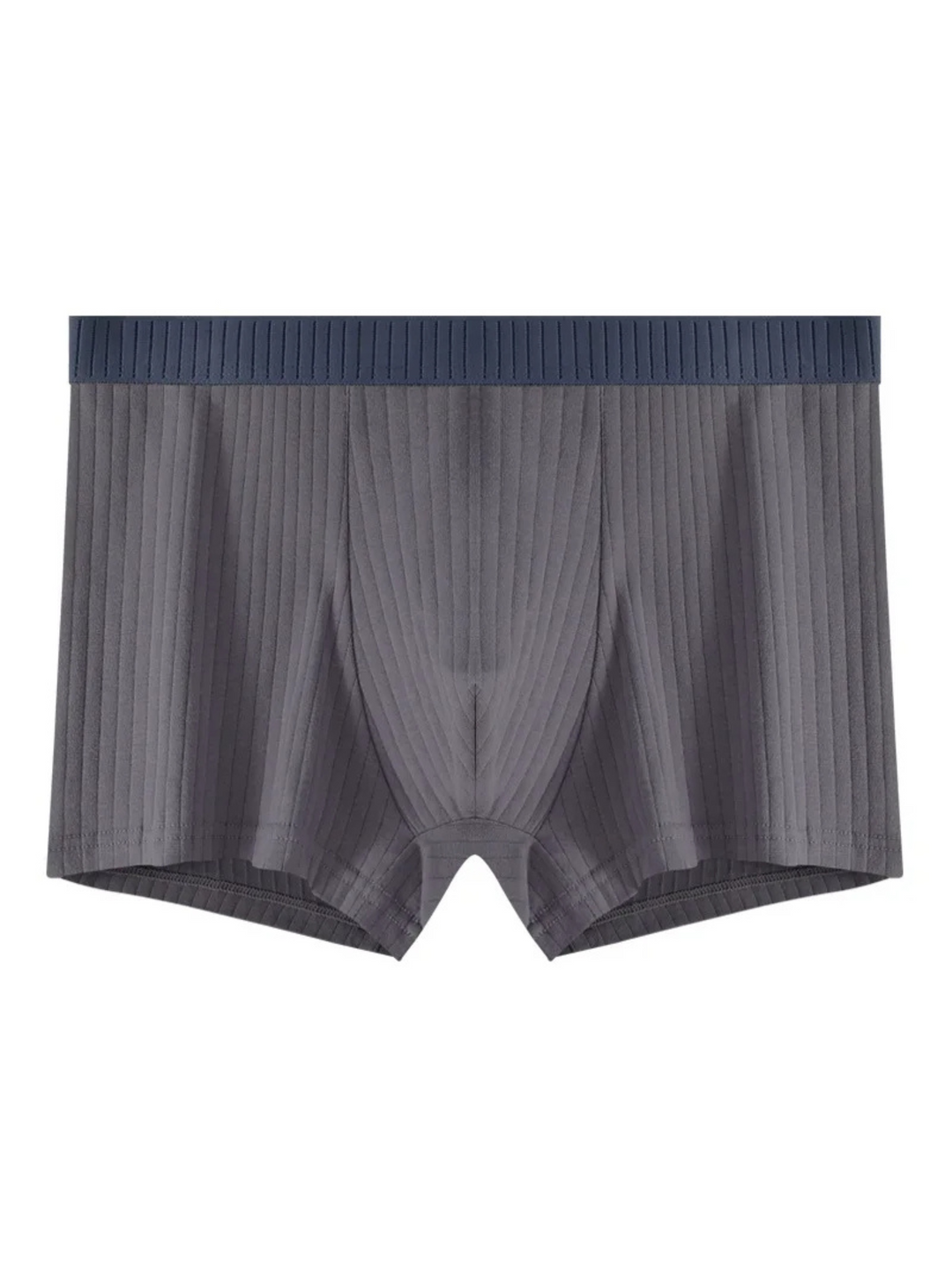Unpacked set of men's ribbed boxer briefs (6-pack), highlighting the breathable fabric and classic design.