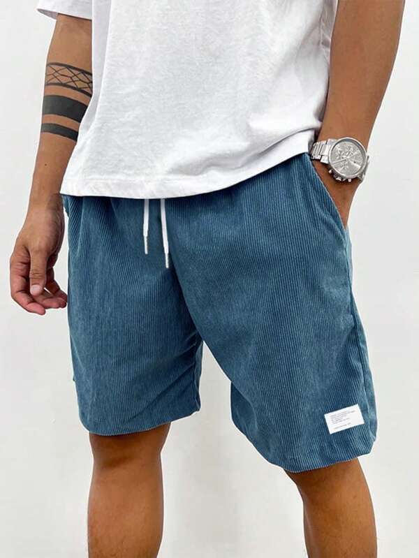 Men's ribbed drawstring shorts. Casual comfort, relaxed fit & mid-thigh length. Perfect for everyday wear.