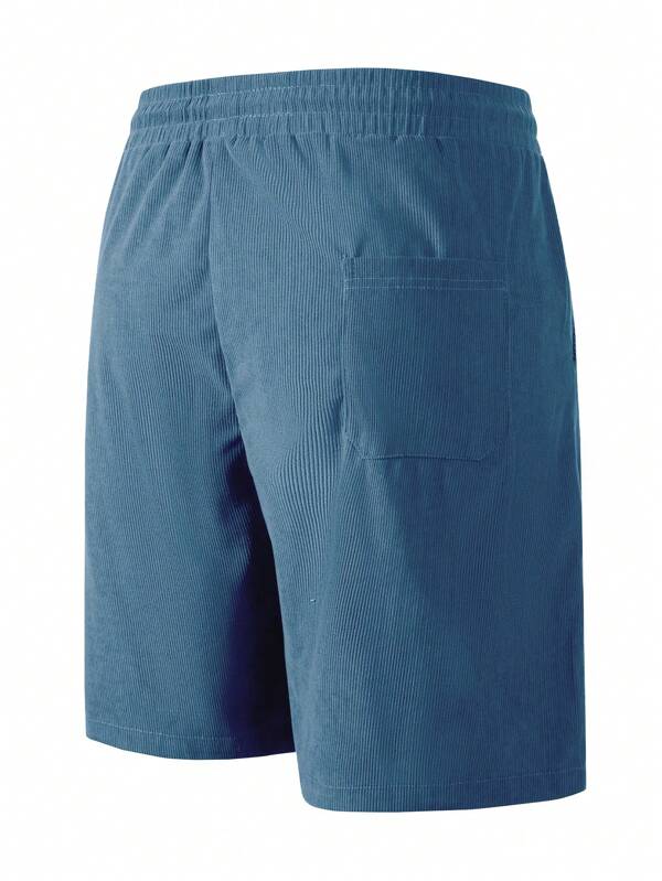 Comfortable men's ribbed shorts with drawstring waist & soft texture. Ideal for lounge & summer casual outfits.