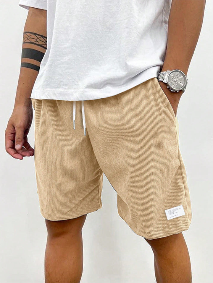 Versatile men's ribbed drawstring shorts. Perfect for casual, lounge, athletic, or comfortable everyday wear.