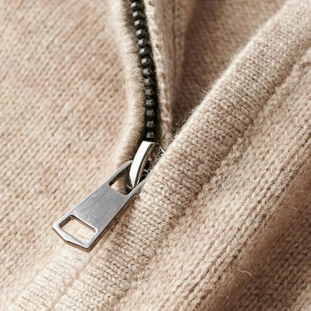 Classic men's ribbed quarter-zip jumper. This pullover knit sweater offers a smart casual look for fall & winter.
